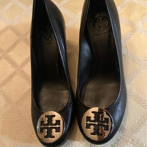 Tory Burch black wedge heels size 8